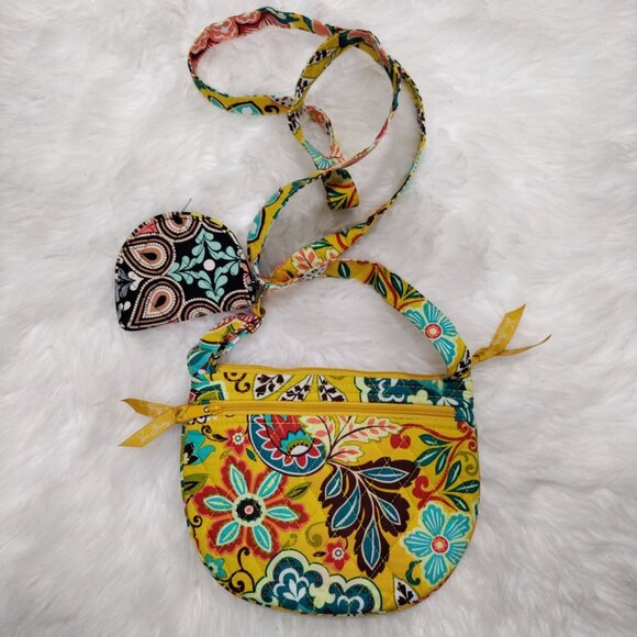 Vera Bradley Yellow Multicolor Floral Hipster Crossbody Bag And Coin Purse Set - Picture 7 of 11